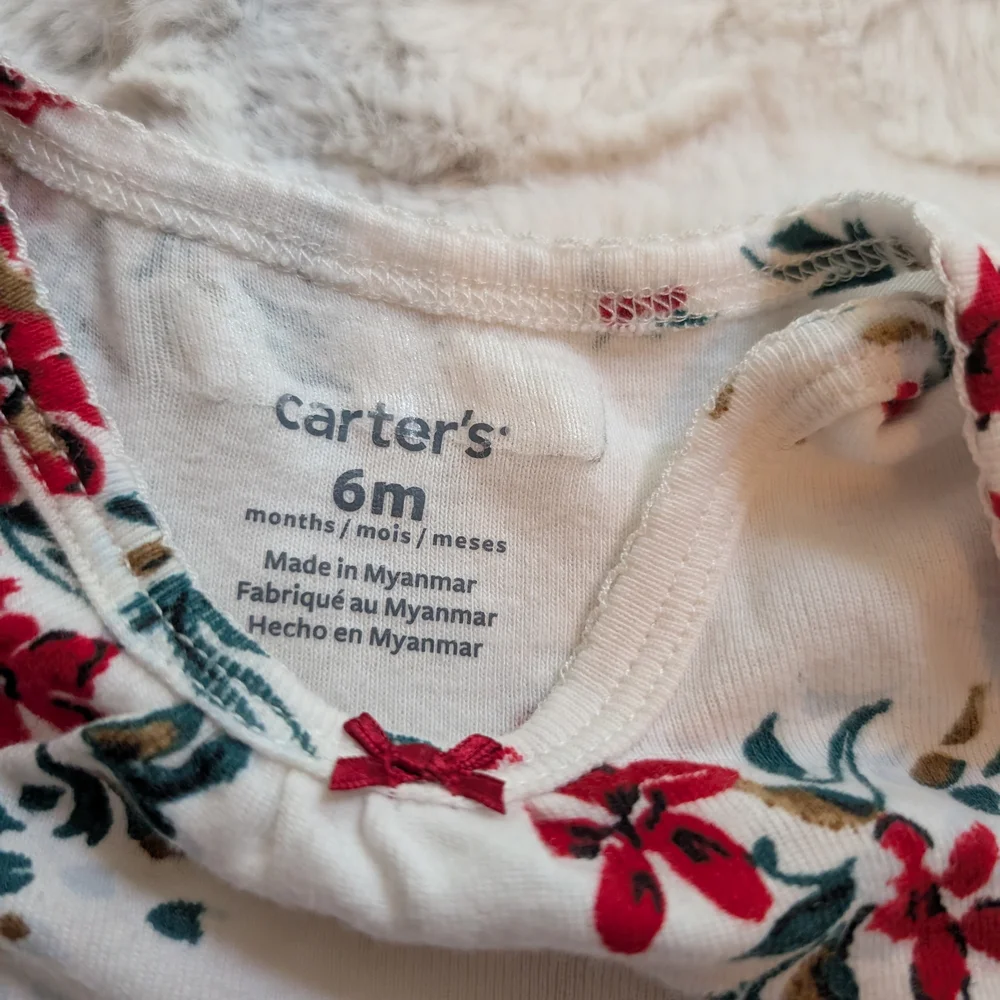 Carter's Floral Long Sleeve Bodysuit with Black Ruffle Leggings 6 Months Baby